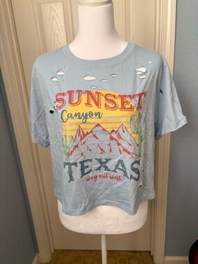 Sunset Canyon Texas Graphic Tee - Light Blue